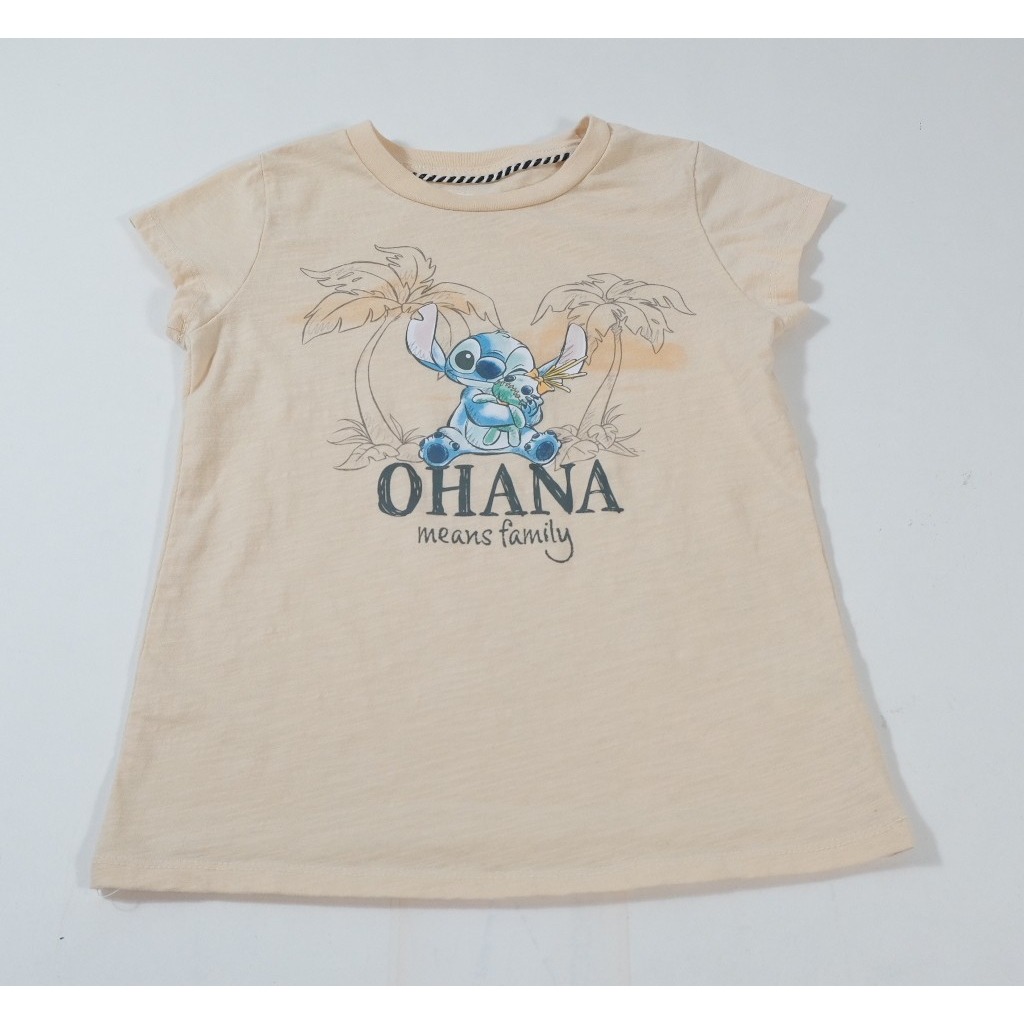 Disney Shirt Girls Large 10/12 Cream Stitch Ohana Means Family Graphic Slub Tee
